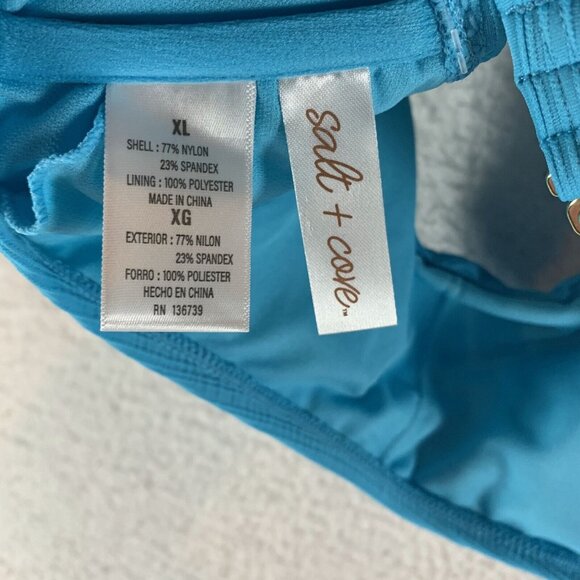 Salt & Cove Ribbed Bralette Bikini‎ Top Women's XL Aqua Variegated Beach Summer - Picture 5 of 6